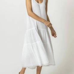 Lilla P women Double Gauze Tie Strap Dress in White