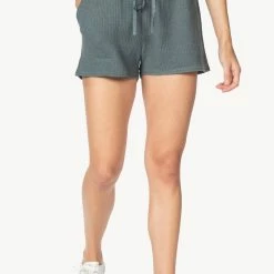 Lilla P women Waffle Weave Drawstring Shorts in Graystone