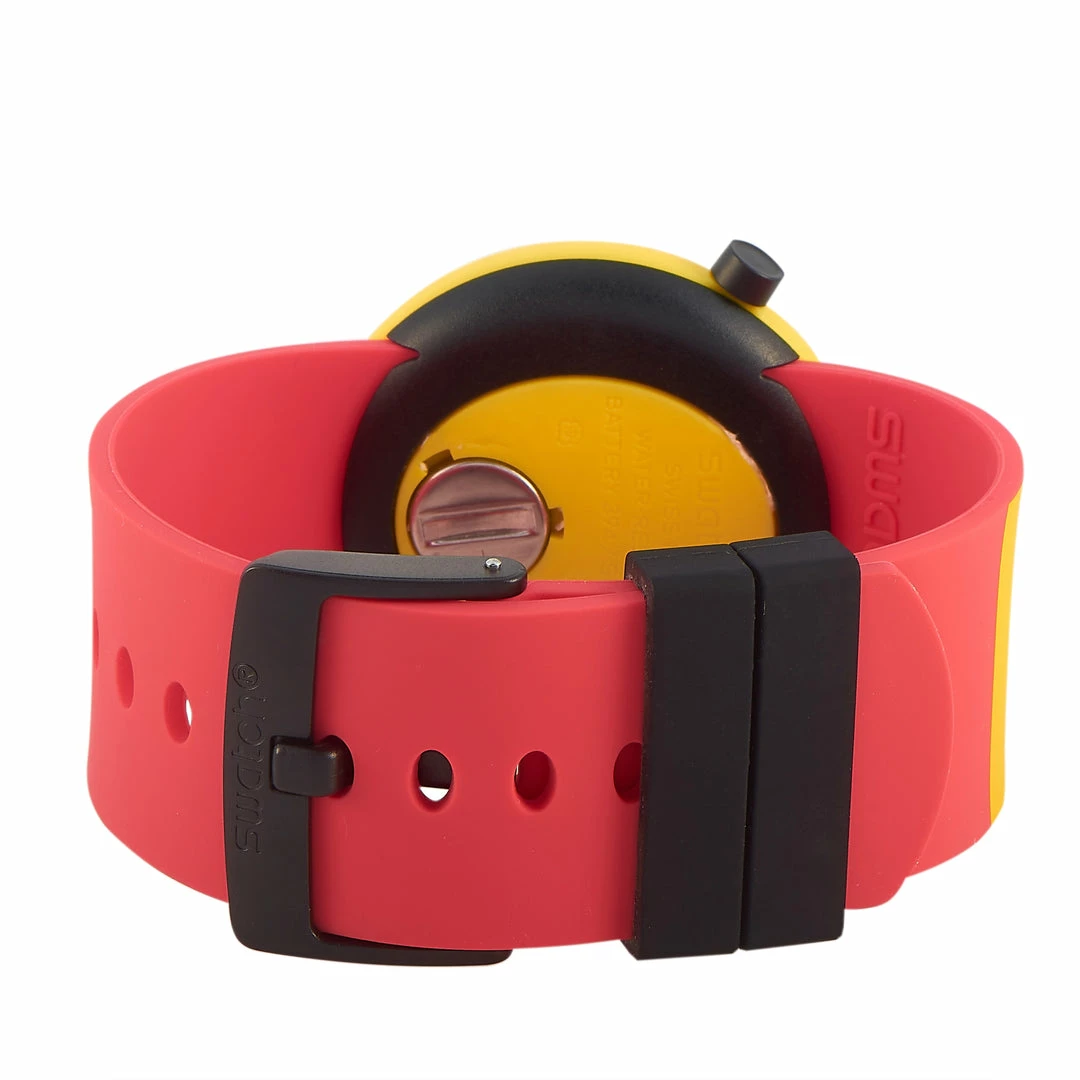 men Swatch 45 mm Poptastic Red and Yellow Watch PNJ100 - Image 4