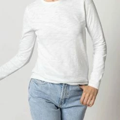 Lilla P women Long Sleeve Crew Top in White