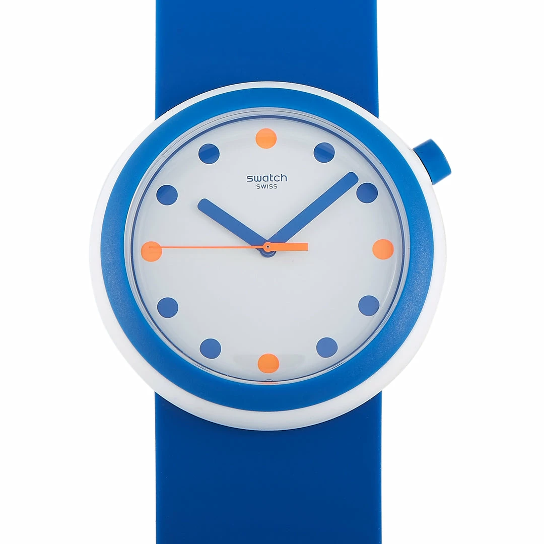 men Swatch Popiness 45mm Blue Quartz Watch PNW103