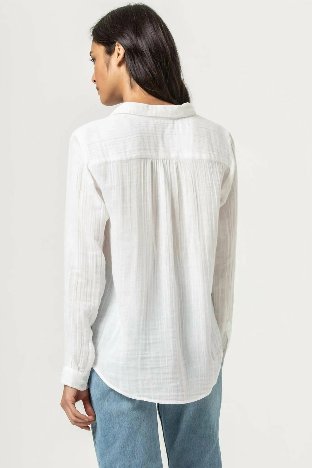 Lilla P women Gauze Long Sleeve Button Down in White - Image 3