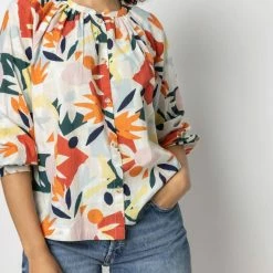 Lilla P women Tropicana Print Raglan Top in Multi
