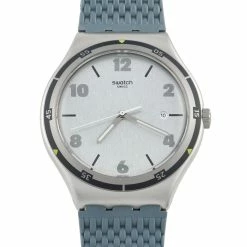 men Swatch Alphatise 40 mm Silicone and Stainless Steel Watch YWS447