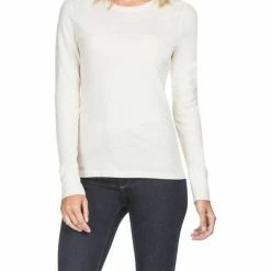 Lilla P women Basic Long Sleeve Crew Neck Tee in Pearl