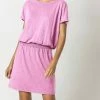 Lilla P women Smocked Waist Dolman Sleeve Dress in Orchid