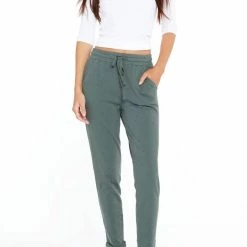 Bobi women Elastic Waist Pant in Dark Sage