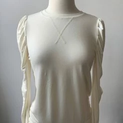 Bobi women Puff Sleeve Top in Cream