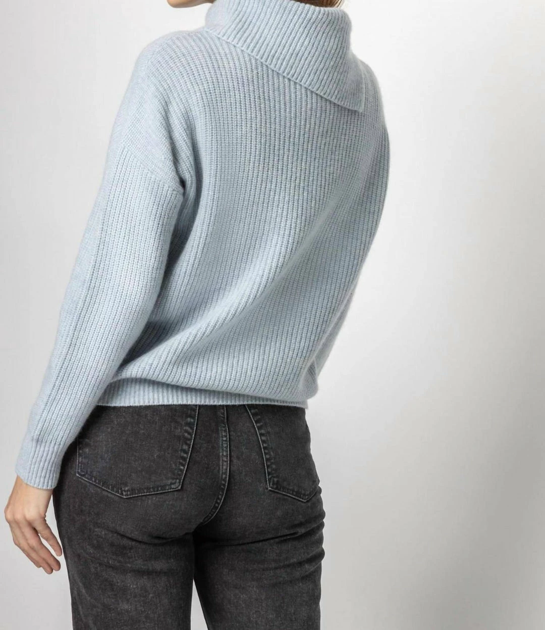 Lilla P women Folded Collar Pullover Sweater in Ice - Image 3