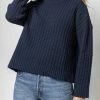 Lilla P women Eyelet Trimmed Crewneck Sweater in Navy