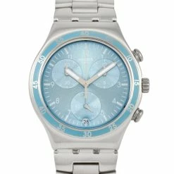 men Swatch Irony Clear Water Unisex Stainless Steel Watch YCS589G