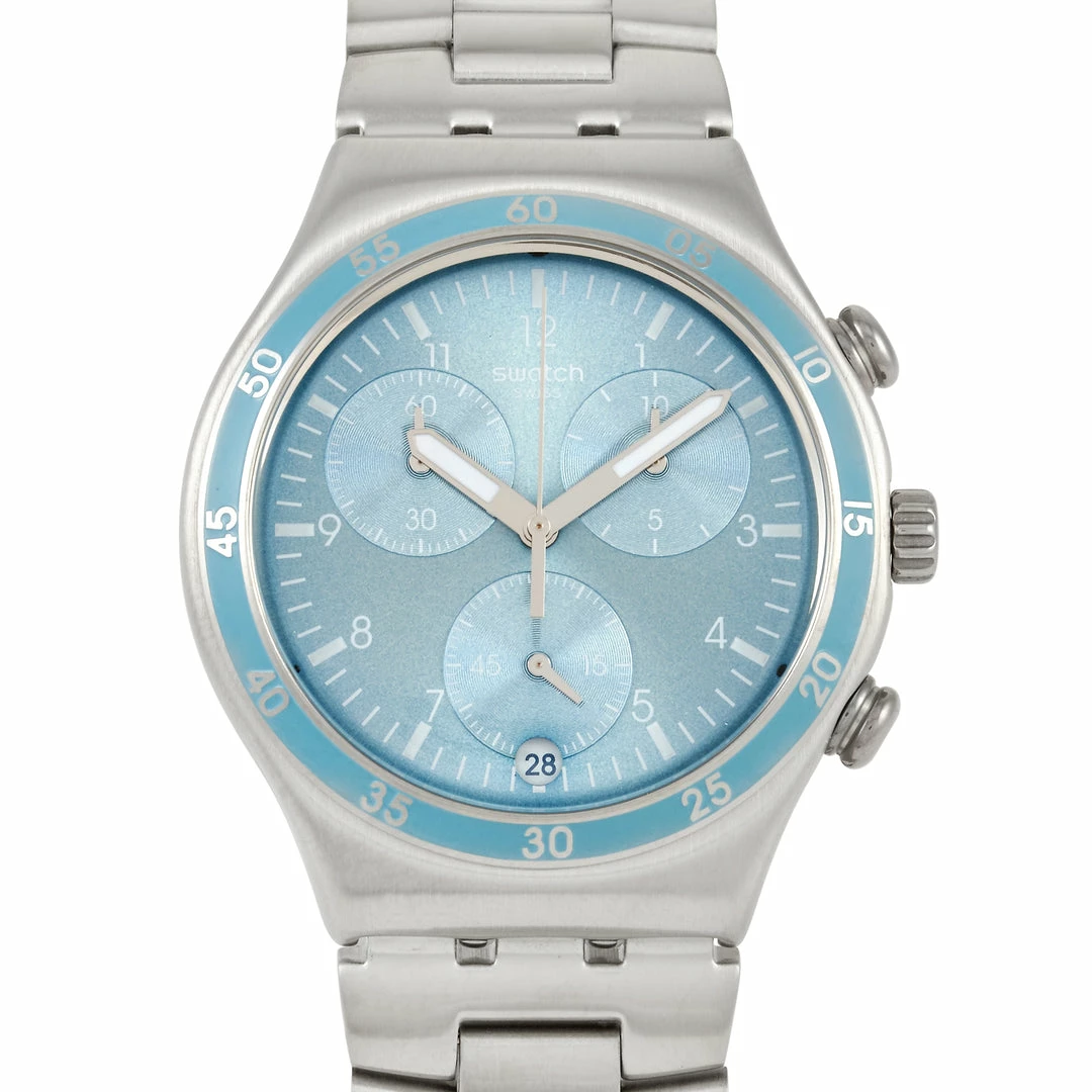 men Swatch Irony Clear Water Unisex Stainless Steel Watch YCS589G