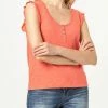 Lilla P women Scoop Neck Henley Top in Sunkist