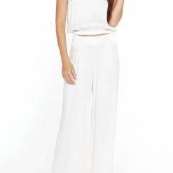 Bobi women Pintuck Pants in Ivory