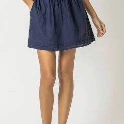 Lilla P women Smocked Waist Skirt in Navy