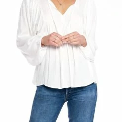 Bobi women Tie Neck Top in Ivory