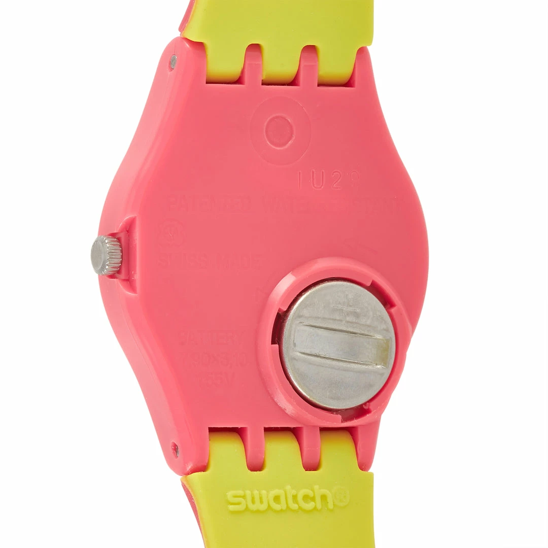 women Swatch Biko Roose Neon Pink Ladies Watch LP131 - Image 2