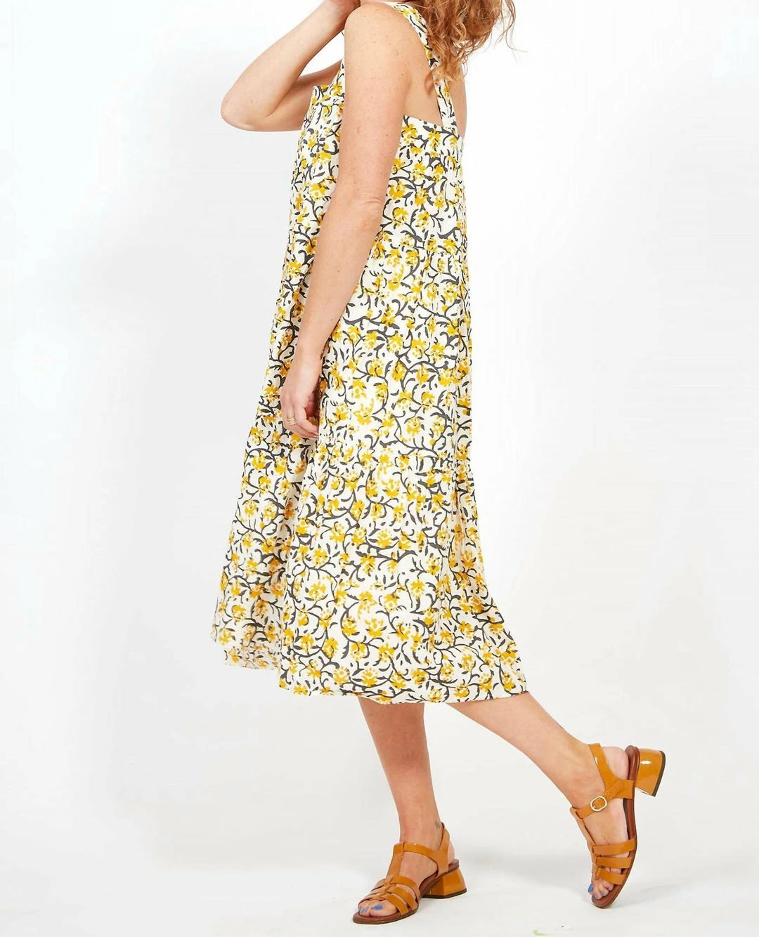 Lilla P women Peplum Tank Dress in Yellow Multi - Image 2