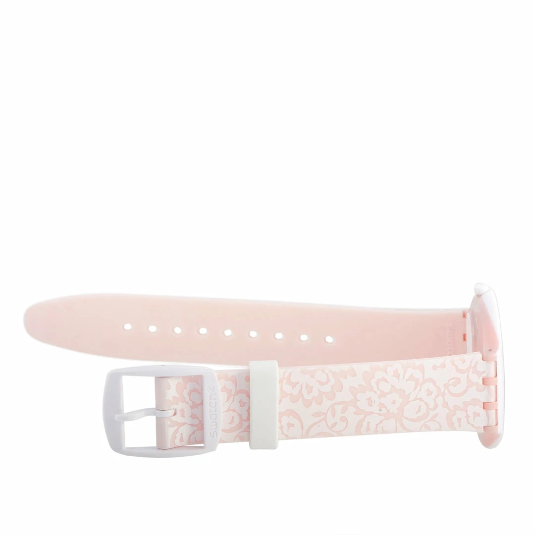 women Swatch Skindentelle 36.8 mm Plastic and Silicone Silver Dial Watch SVOW102 - Image 3