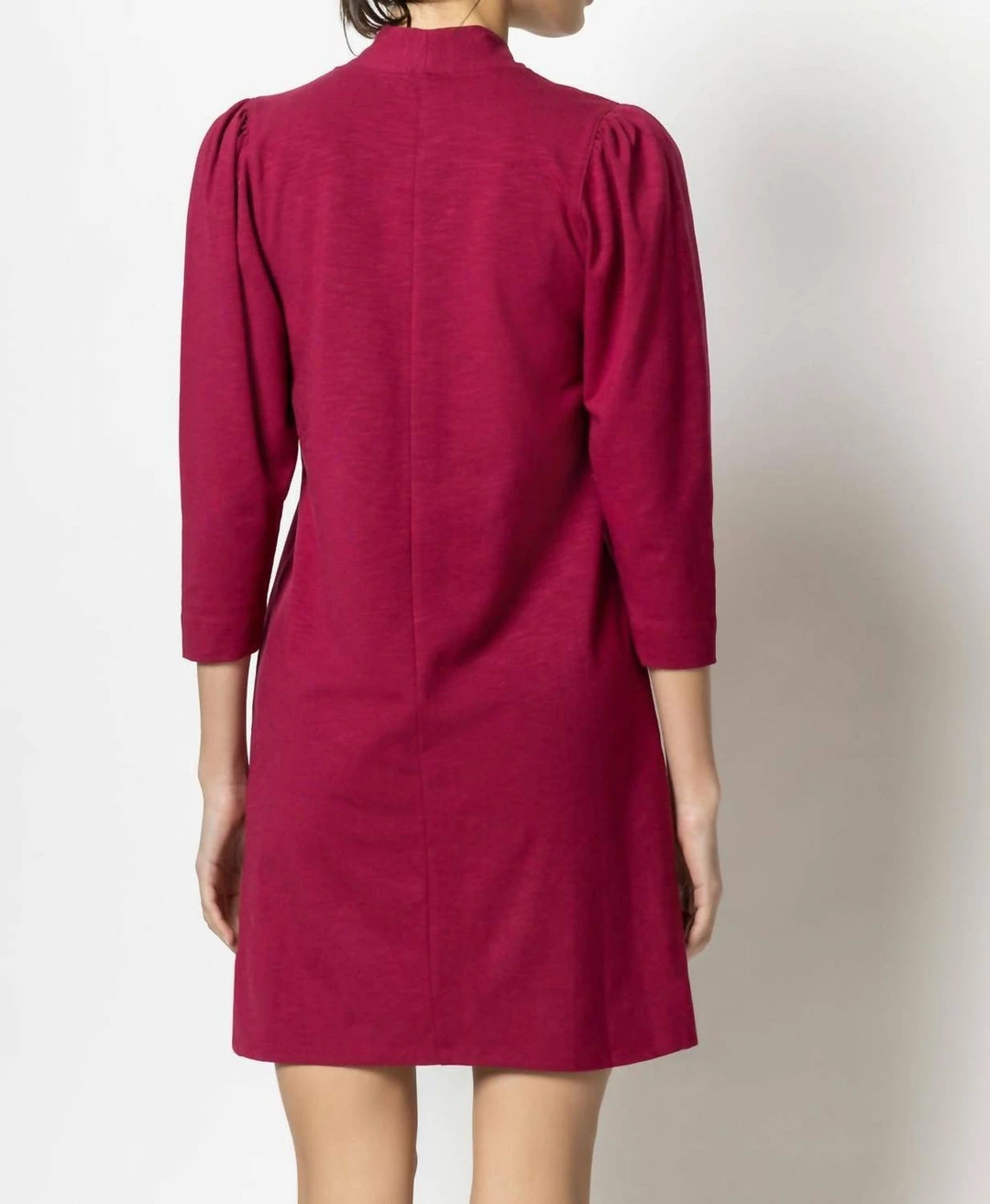 Lilla P women Full Sleeve Split Neck Dress in Currant - Image 3